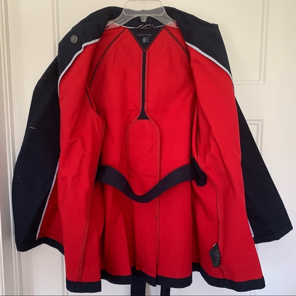 Tommy Hilfiger - Navy Belted Pea Coat with Brass Buttons - Size L - Picture 5 of 16